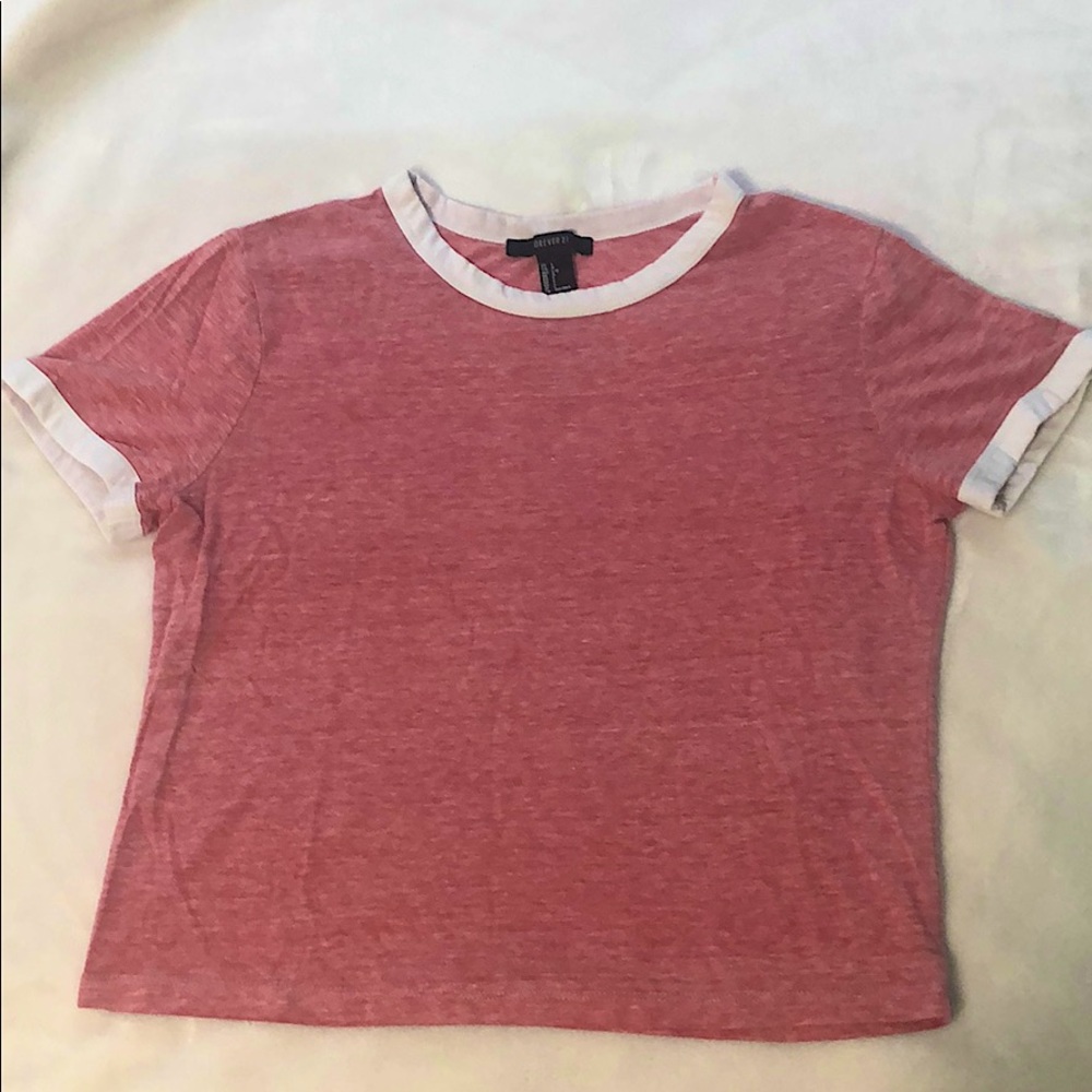 Cropped salmon pink shirt